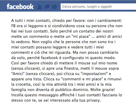A tutti i miei contatti, chiedo un favore BUFALA