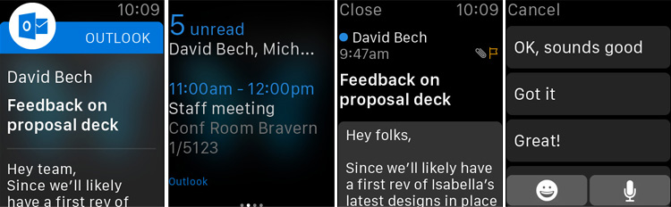 Applicazione Outlook per Apple Watch