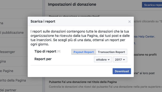 Scaricare i report di donazione su Facebook